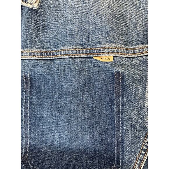 MOTHER NWOT Back Road Sherpa Patchwork Denim Jacket dark wash Running w Scissors - Picture 7 of 13